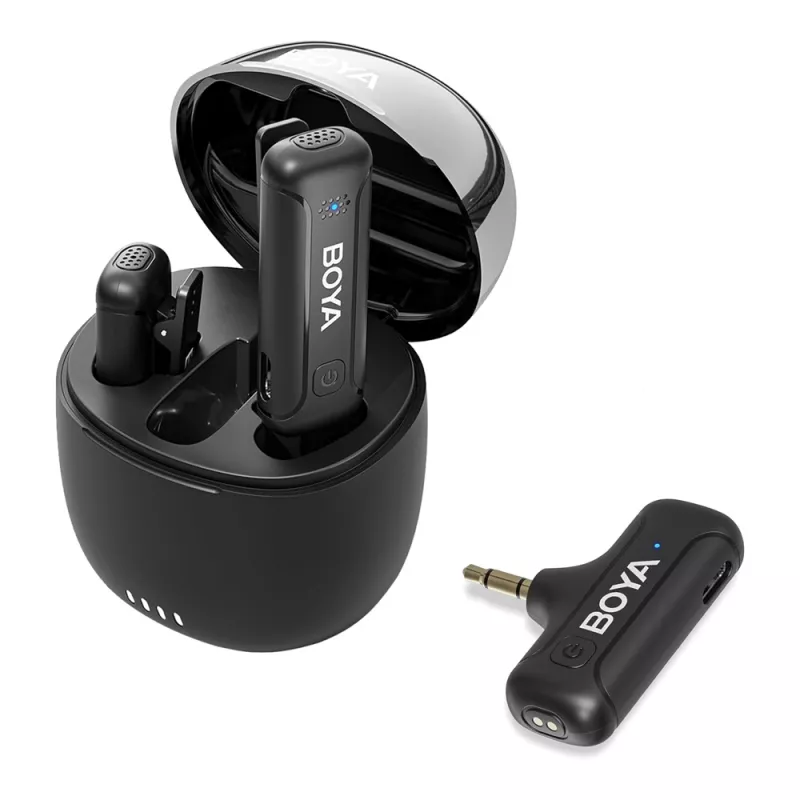 Microfon Boya 2.4GHZ DUAL-CHANNEL WIRELESS MICROPHONE SYSTEM WITH CHARGING CASE (BY-WM3T-U2), 3,0 JACK, BLACK BY-WM3T-M2