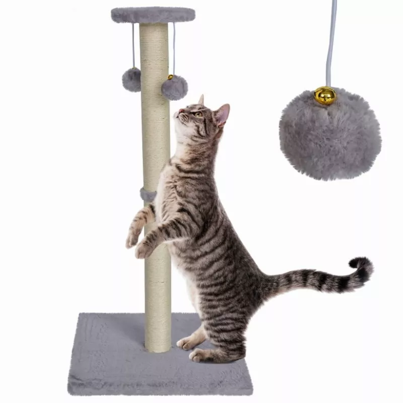 Ansamblu de joaca pentru pisici Jumi PLATFORMA, CULCUS, CU JUCARIE, GRI, 81X40X40 CM