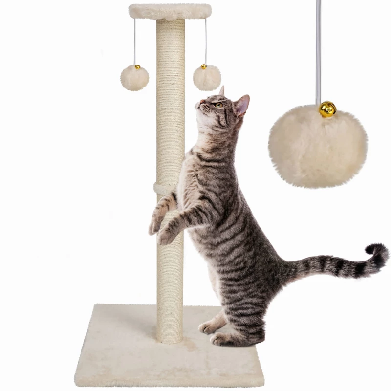 Ansamblu de joaca pentru pisici Jumi PLATFORMA, CULCUS, CU JUCARIE,, BEJ, 81X40X40 CM