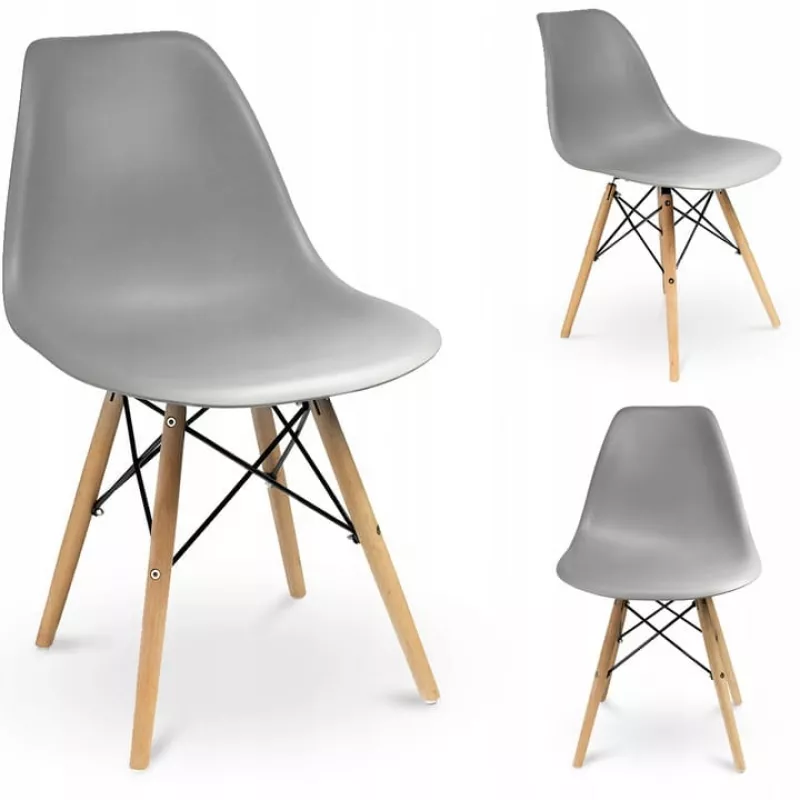 Стул Jumi Scaun bucătărie, EVA, Jumi, polipropilena, lemn de fag, 81x46x52cm, Gri