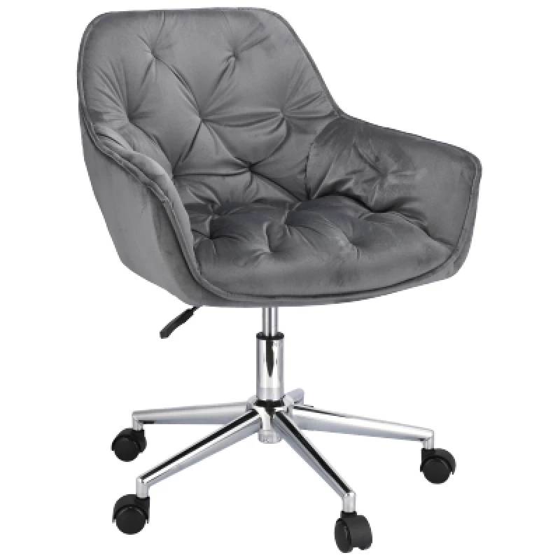 Fotoliu de birou Jumi SCAUN DE BIROU CU ROTI , LARGOCM, 87X60X62CM, CATIFEA, INALTIME REGLABILA, GRI