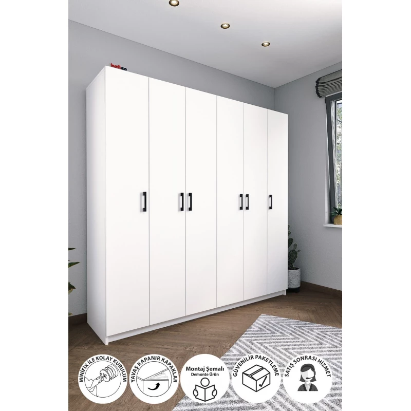 Dulap Nex Home DULAP CU BALAMALE, 6 USI  180 X 47 X 180 CM, ALB