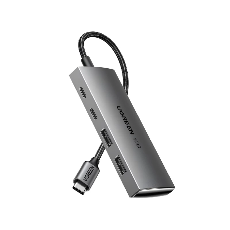 Док-станция UGREEN HUB 4IN1 TYPE-C 3.0 TO 2*TYPE-C 3.2 + 2*USB 3.1 CM480, SILVER