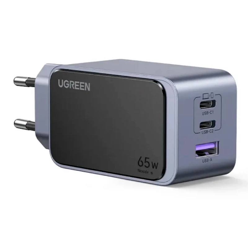 Incarcator UGREEN NEXODE AIR GAN MINI 2*TYPE-C+USB-A 65W, BLACK