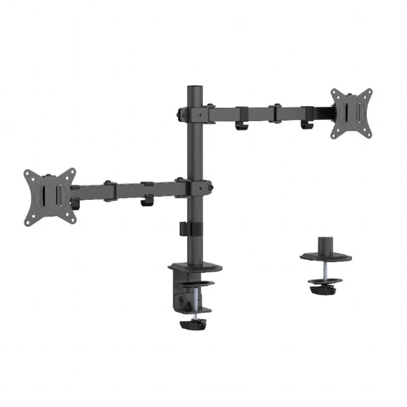 Держатель для монитора GEMBIRD 2 monitors 17”-32”  MA-D2-03, Adjustable 2-display vertical desk mount (rotate, tilt, swivel),  VESA 75/100, up to 9 kg (per display), black