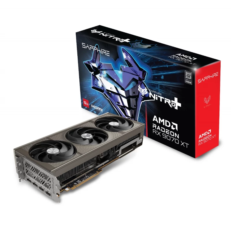 Placa video SAPPHIRE NITRO+ Radeon™ RX 9070 XT 16GB GDDR6 256Bit, 3060/20000Mhz, 2xHDMI, 2xDP, Triple Fan, SP: 4096, AMD RDNA 4, 3.2-slot, 5nm GPU, PCIe5.0, TRI-X Cooling, Integrated Cooling Module, AeroCurve Fan Blade, Quick Connect MagniPlate, High TG Cooper PC