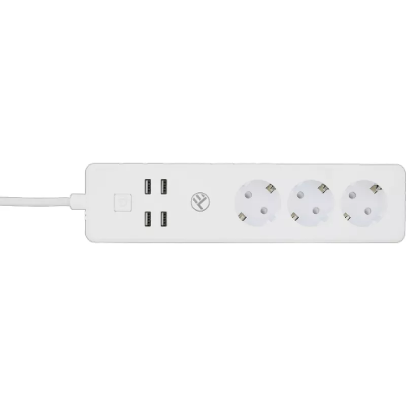 Prelungitor cu protectie Tellur PRELUNGITOR WIFI, 3 PORTURI, 4*USB 4A, 2200W, 10A, 1.8M,  WHITE  TLL331031