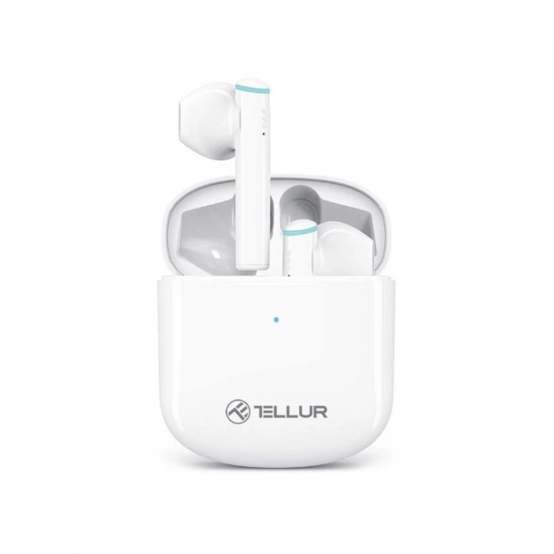 Casti cu fir si microfon Tellur CASTI BLUETOOTH,  AURA TRUE WIRELESS, APP, ALB TLL511421