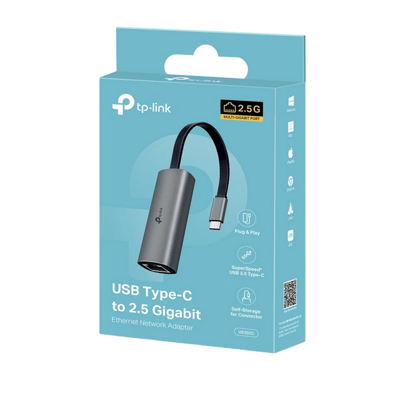 Adaptor de retea TP-LINK "UE302C" USB 3.0 TYPE-C  TO 2.5 GIGABIT ETHERNET NETWORK ADAPTER