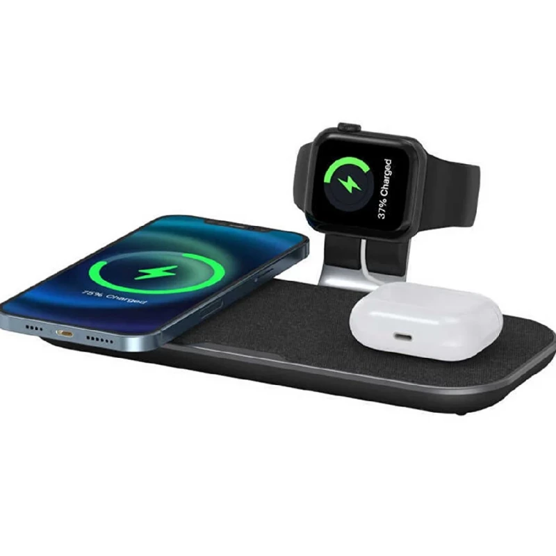 Incarcator masina Wiwu WIRELESS CHARGER 3 IN 1 POWER AIR 15W (IPHONE / AIRPODS / WATCH HOLDER), BLACK