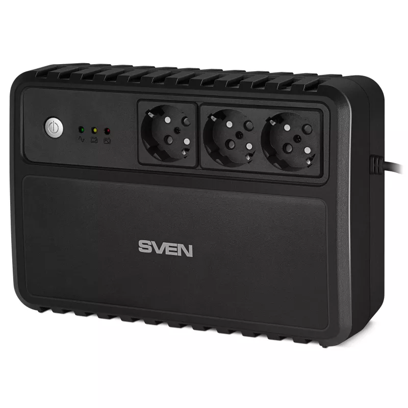 ИБП SVEN SVEN UP-L800, Line-interactive UPS with AVR, 800VA /400W, 3 x Schuko outlets, LED status indication, USB, Black