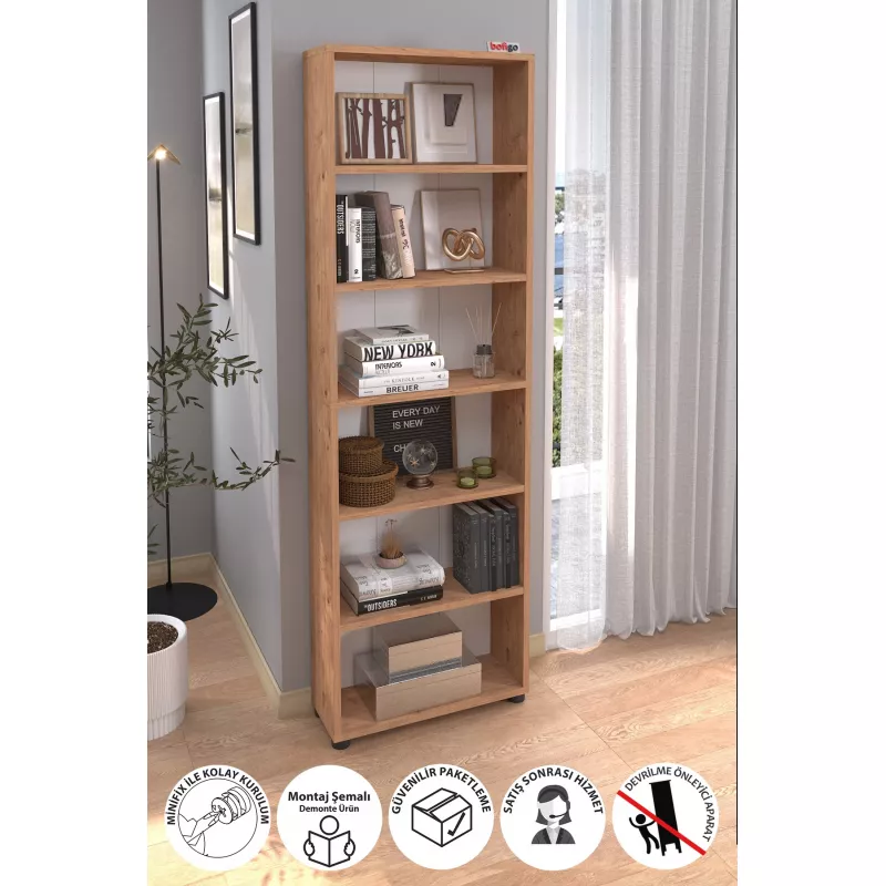 Навесная полка Nex Home Biblioteca cu 6 compartimente Chipboard Nex Home 55,5 x 20 x 174 cm, Stejar