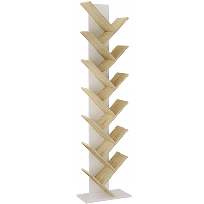 Навесная полка Jumi Biblioteca, raft pentru carti,tip copac, Jumi, 212x50x25cm, Alb/stejar