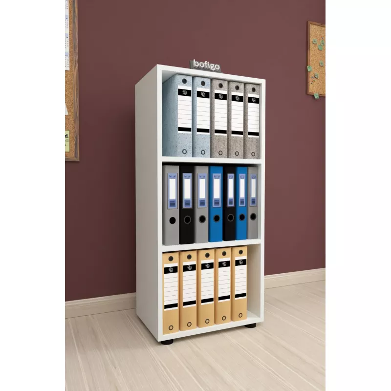 Raft de perete Nex Home BIBLIOTECA CU 3 COMPARTIMENTE FOLDER   49 X 30 X 108 CM, ALB