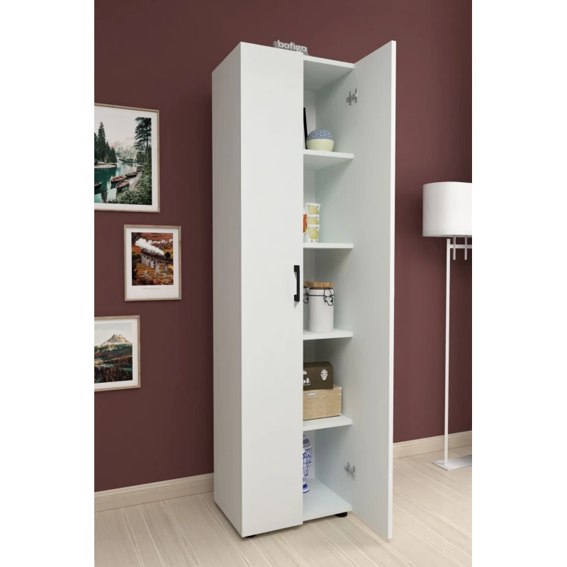 Навесная полка Nex Home Biblioteca cu 2 usi, 5 compartimente Folder Nex Home 49 x 31,8 x 178 cm, Alb