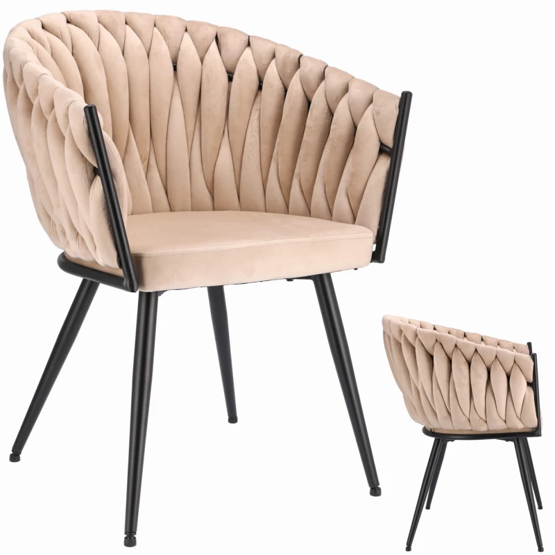 Стул Jumi Scaun premium Jumi, Molto, 85x58x62cm, picioare din otel, material catifea, Bej