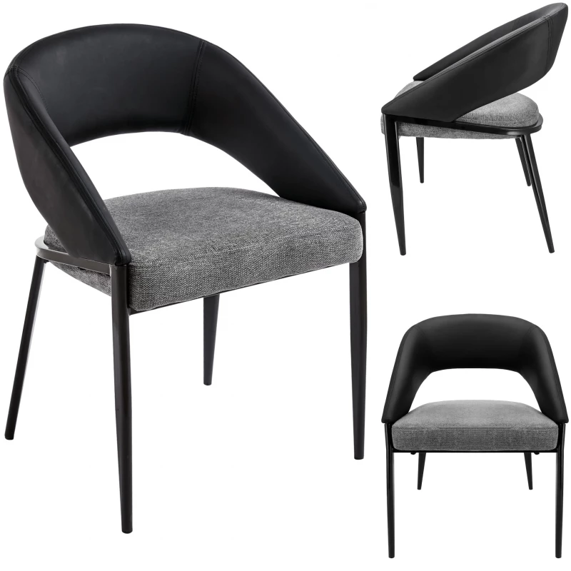 Scaun Jumi SCAUN PREMIUM , BERGAMO, 80X50X65CM, PICIOARE DIN METAL, NEGRU/GRI