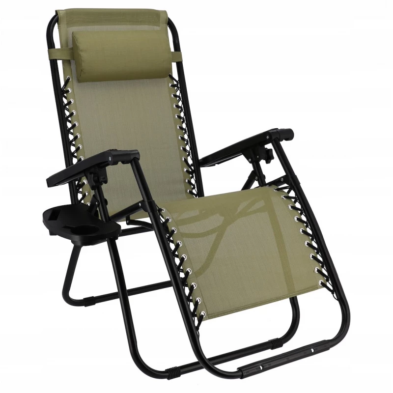 Sezlong Jumi SEZLONG DE GRADINA PLIABIL  MULTI-POZITII CU RAFT SI BLOCARE SCAUN OLIV OM-282032