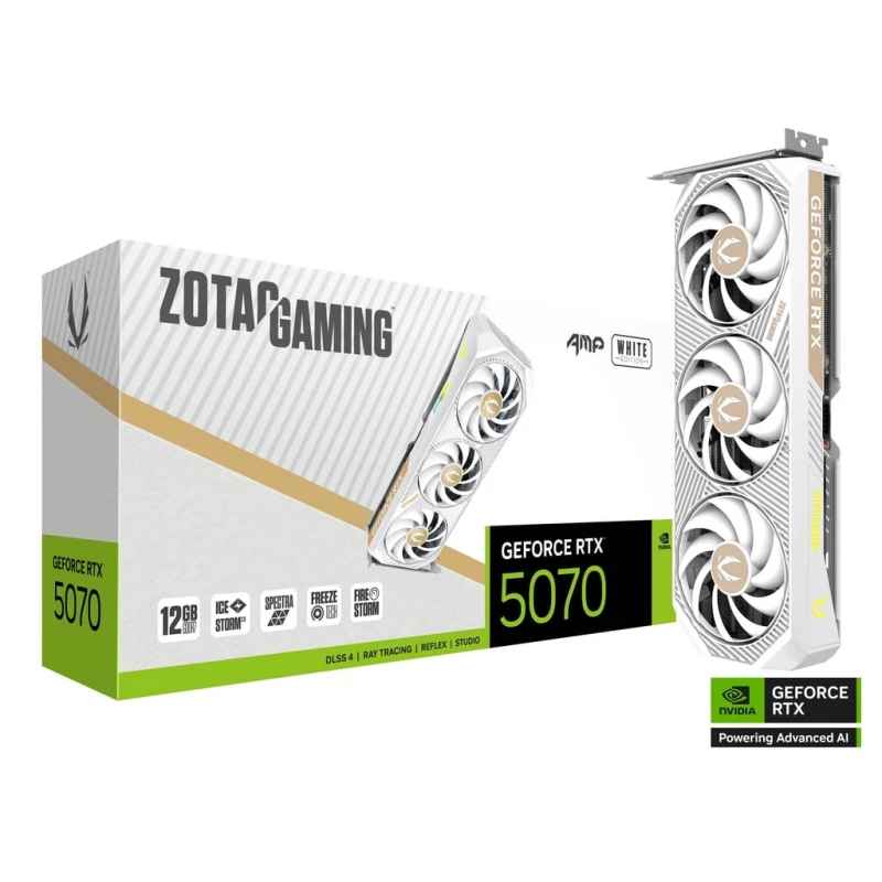 Placa video ZOTAC GEFORCE RTX™ 5070 AMP WHITE EDITION 12GB, (12 GB/192 bit)