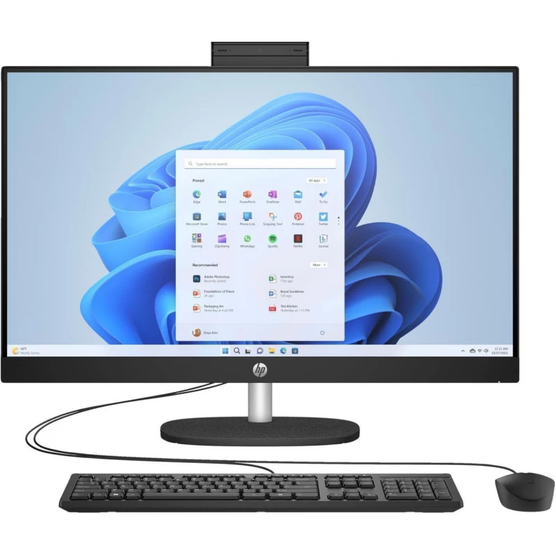 PC All-in-One HP ALL-IN-ONE 27-CR1028CI PC | INTEL ULTRA7-155U | RAM 16GB (1X16GB) DDR5 5600 | SSD 1T 2280 PCIE NVME VALUE | 27 FHD ANTIGLARE IPS | FREEDOS 3.0 | JET BLACK - FHD IR CAMERA - PREMIUM |WLAN WIFI 6 2X2 +BT | K&M BLACK WIRELESS