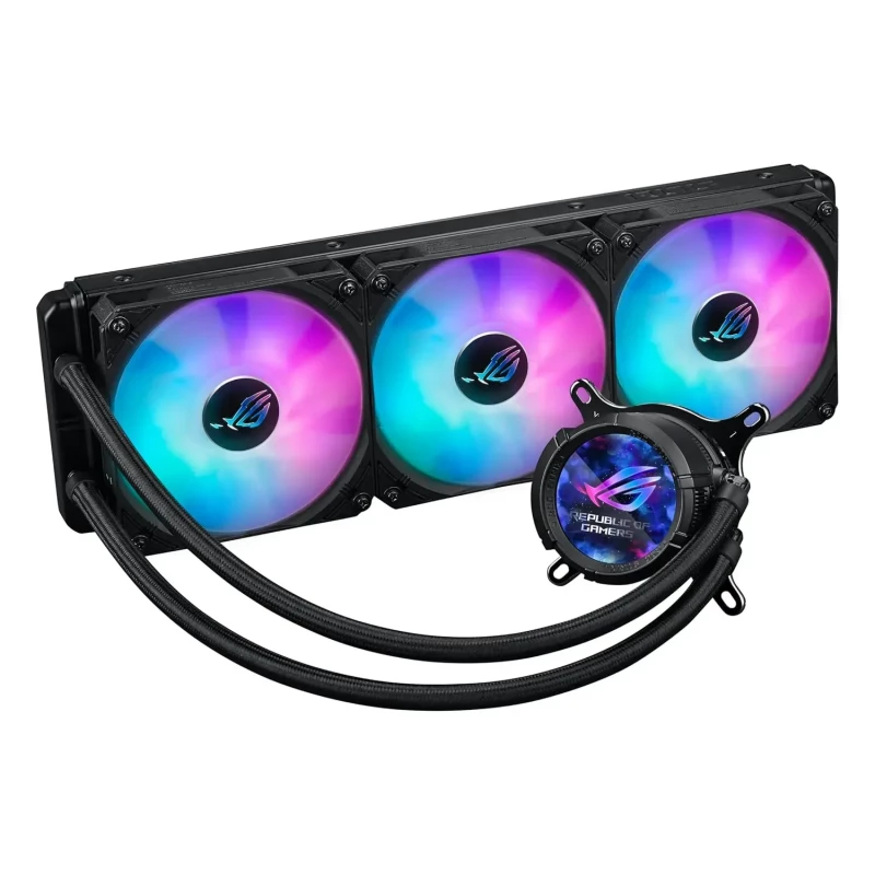 Cooler universal ASUS ROG STRIX LC III 360 ARGB LCD ALL-IN-ONE CPU LIQUID COOLER WITH LCD DISPLAY, INTEL LGA 1851,1700,1200,115X, AMD AM5, AM4, ROG STRIX AF-12S ARGB FAN 3X120MM 800–2200RPM, AIR FLOW 70.38 CFM, 2.1" FULL COLOR IPS LCD