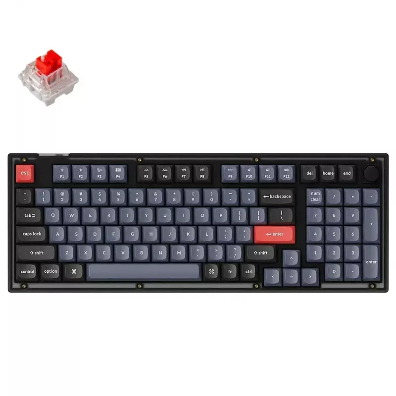 Gaming keyboard Keychron V5 QMK/VIA CUSTOM MECHANICAL KEYBOARD RUSSIAN LAYOUT (V5-C1-RU), FROSTED BLACK, 96% LAYOUT, KNOB, RGB BACKLIGHT,  K PRO MECHANICAL RED SWITCH, HOT-SWAP, USB TYPE-C, GAMER (TASTATURA/КЛАВИАТУРА)