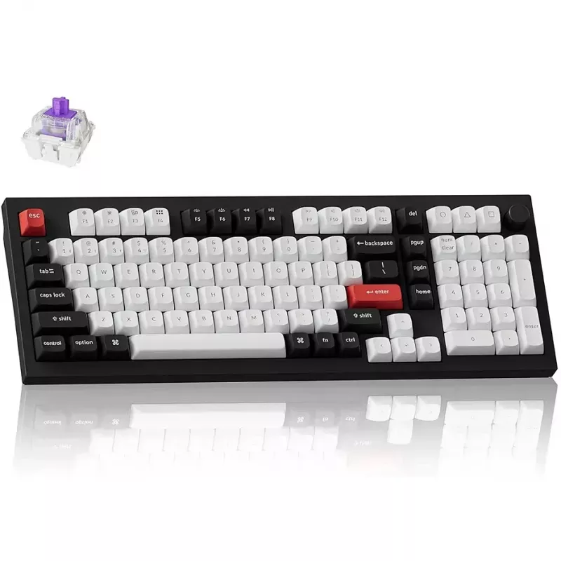 Gaming keyboard Keychron Q5 HE QMK WIRELESS CUSTOM FULL-METAL MECHANICAL KEYBOARD (Q5H-M1), CARBON BLACK, 96% LAYOUT, KNOB, RGB BACKLIGHT, GATERON DOUBLE-RAIL MAGNETIC NEBULA SWITCH, HOT-SWAP, 2.4GHZ&BLUETOOTH, USB TYPE-C, GAMER (TASTATURA/КЛАВИАТУРА)