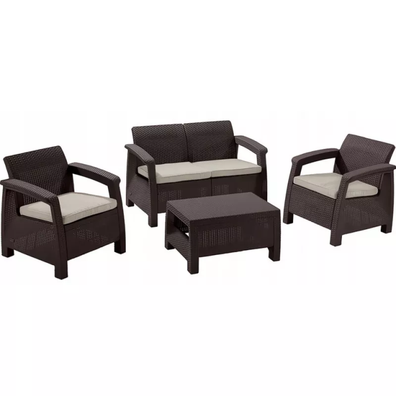 Mobila individuala KETER НАБОР САДОВОЙ МЕБЕЛИ  CORFU II SET BROWN/OAT (258952)