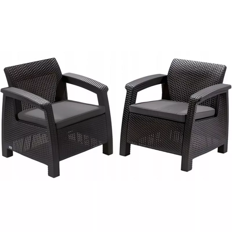 Set mobila de gradina KETER НАБОР САДОВОЙ МЕБЕЛИ  CORFU II DUO SET GRAPHITE/COOLGREY (258976)