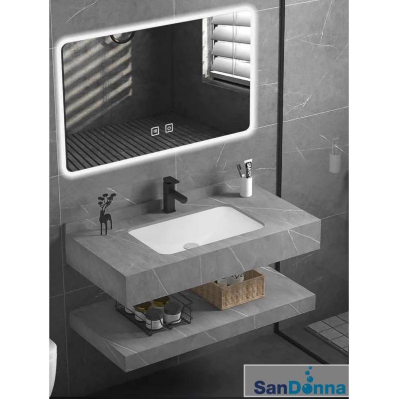 Set mobilier baie cu lavoar Cersanit SET MOBILIER BAIE DIN PIATRA SINTERIZATA 1009G (60CM)