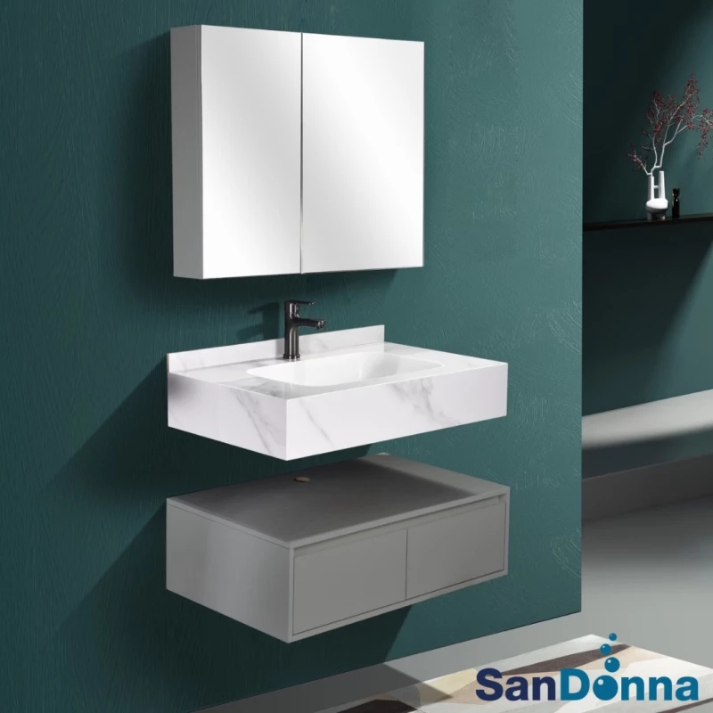 Set mobilier baie cu lavoar Cersanit SET MOBILIER BAIE DIN PIATRA SINTERIZATA 1016G (60CM)