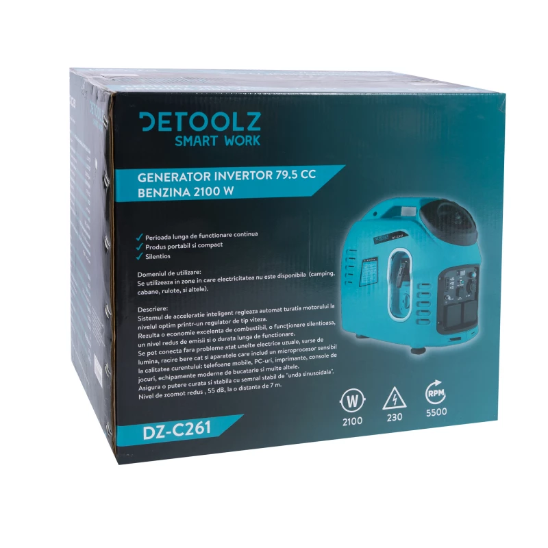 Generator DETOOLZ GENERATOR INVERTOR 79.5CC BENZINA 2100W