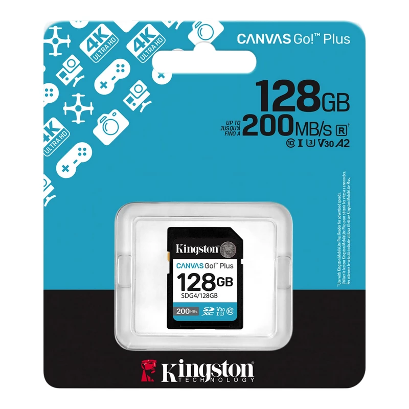 Card de memorie KINGSTON .128GB  SDXC CARD (CLASS 10) UHS-I , U3, V30  CANVAS GO! PLUS GEN 4 "SDG4/128GB" (R:200MB/S)