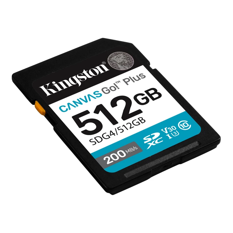 Карта памяти KINGSTON .512GB  SDXC Card (Class 10) UHS-I , U3, V30 Kingston Canvas Go! Plus Gen 4 "SDG4/512GB" (R/W:200/160MB/s)