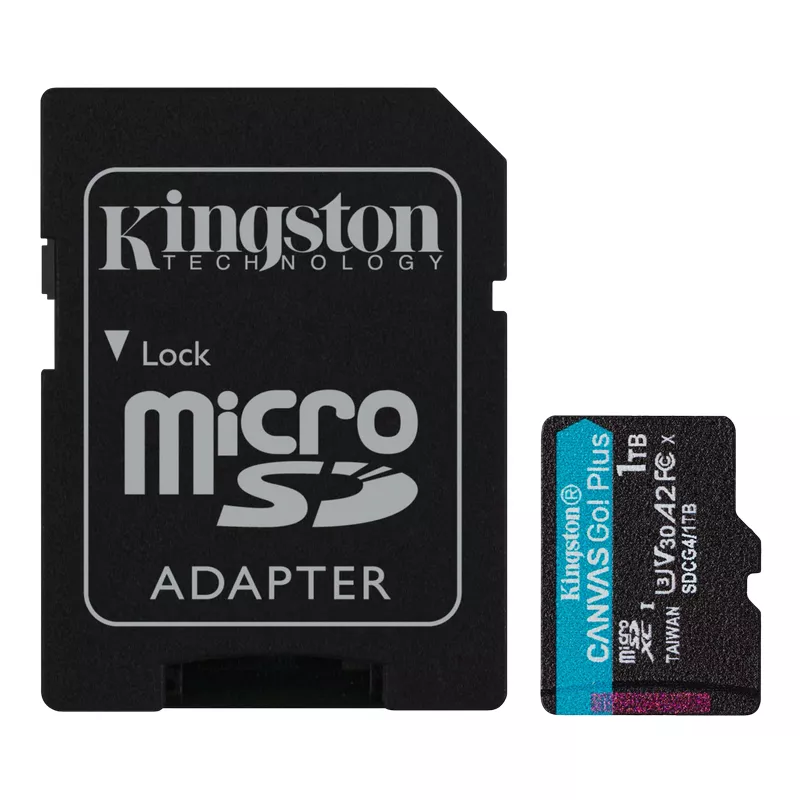 Карта памяти KINGSTON 1.0TB MicroSD (Class 10) UHS-I (U3) +SD adapter, Kingston Canvas Go! Plus Gen 4 "SDCG4/1TB" (R/W:200/160MB/s)