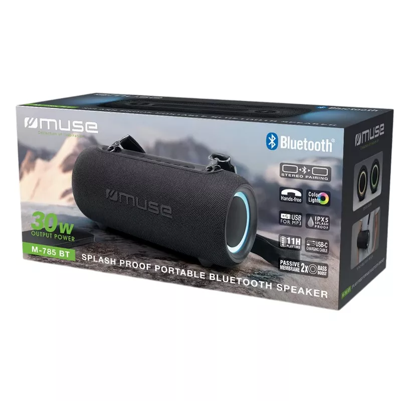 Колонка MUSE Portable Speaker MUSE M-785 BT, 30W, USB, IPX5, Dark Grey, USB-C. 3600mAh / 3.7V