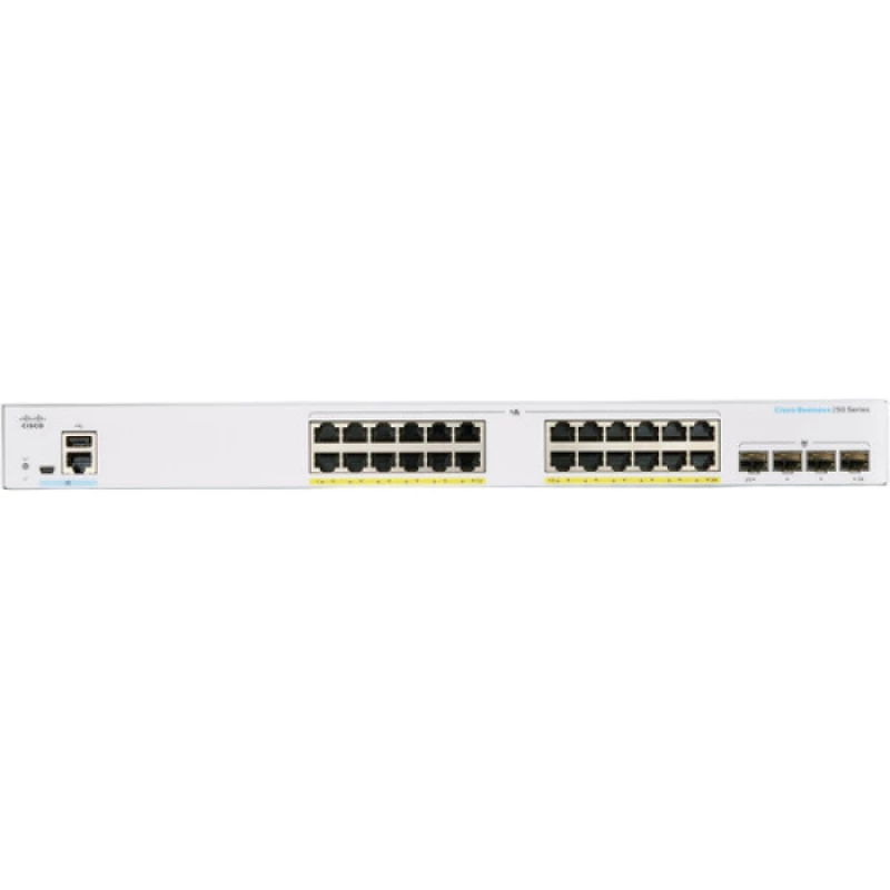Smart switch CISCO 24-port Gigabit Full PoE Smart Switch Cisco CBS250-24FP-4G, 4 x 1G SFP