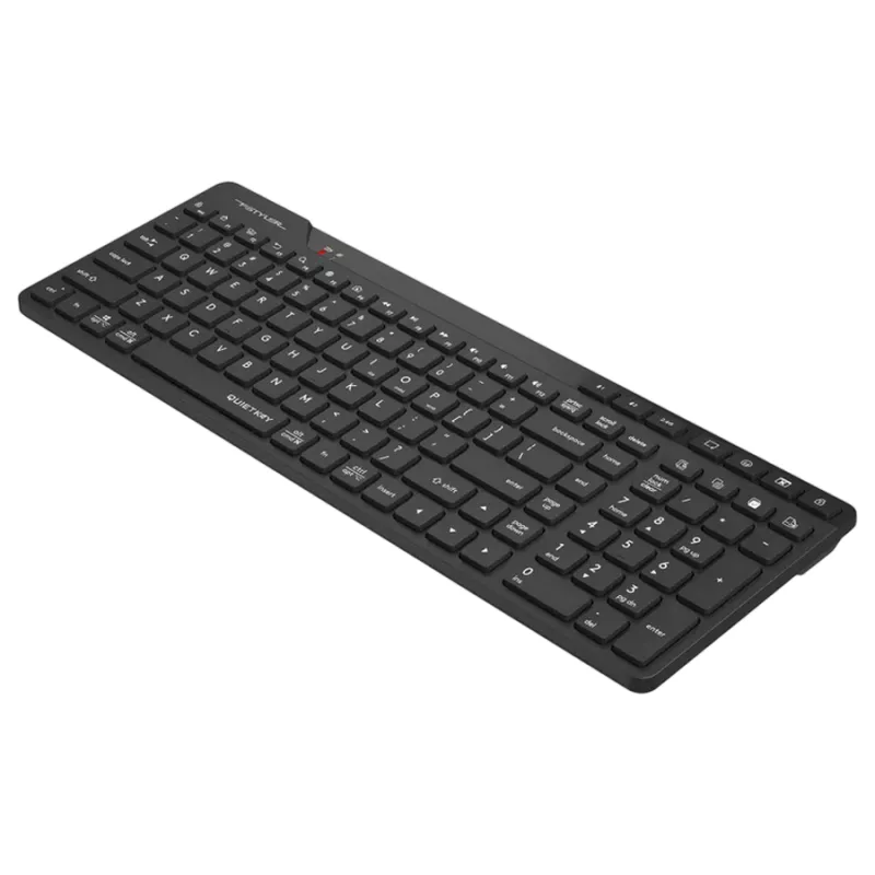 Tastatura fara fir A4TECH Wireless Keyboard A4Tech FBK27C AS, 12 Fn keys, Ultra Slim, Laser Inscribed Keys, up to 3 Devices, Rechargeable, 8 Hotkeys, 2.4Ghz+BT, EN/RU/RO, Black