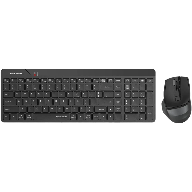 Tastatura fara fir A4TECH Wireless Keyboard & Mouse A4Tech FG2400 Air2, Low Profile, Quiet Key, Silent, 2000dpi, 7 buttons, Ergonomic, 1xAA/1xAA, 2.4Ghz, EN/RU/RO, Black