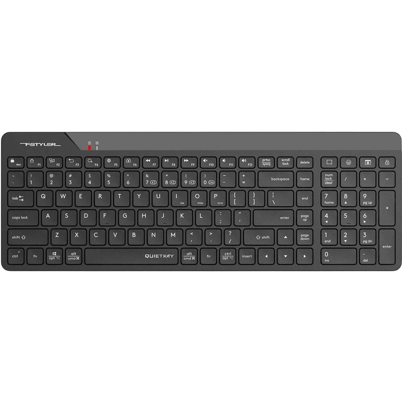 Tastatura fara fir A4TECH Wireless Keyboard A4Tech FBK23 AS, 12 Fn keys, Ultra Slim, Laser Inscribed Keys, up to 4 Devices, 4 Hotkeys, 1xAA, 2.4Ghz+BT, EN/RU/RO, Black