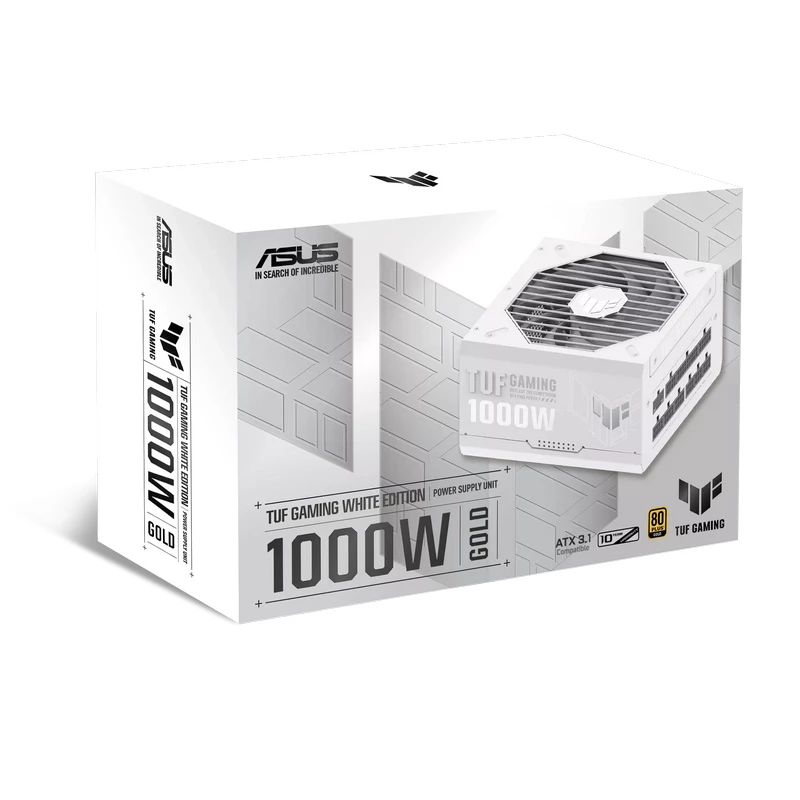 Блок питания ПК ASUS Power Supply ATX 1000W ASUS TUF Gaming, 80+ Gold, 150mm, Active PFC, OPP/OVP/UVP/SCP/OCP/OTP, Fully Modular, White