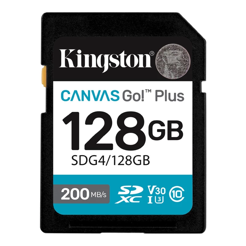 Card de memorie KINGSTON 128GB SD Class10 UHS-I U3 (V30)  Kingston Canvas Go! Plus G4, Read: up to 200MB/s, Write: up to 160MB/s, Ideal for DSLRs/Drones/Action cameras