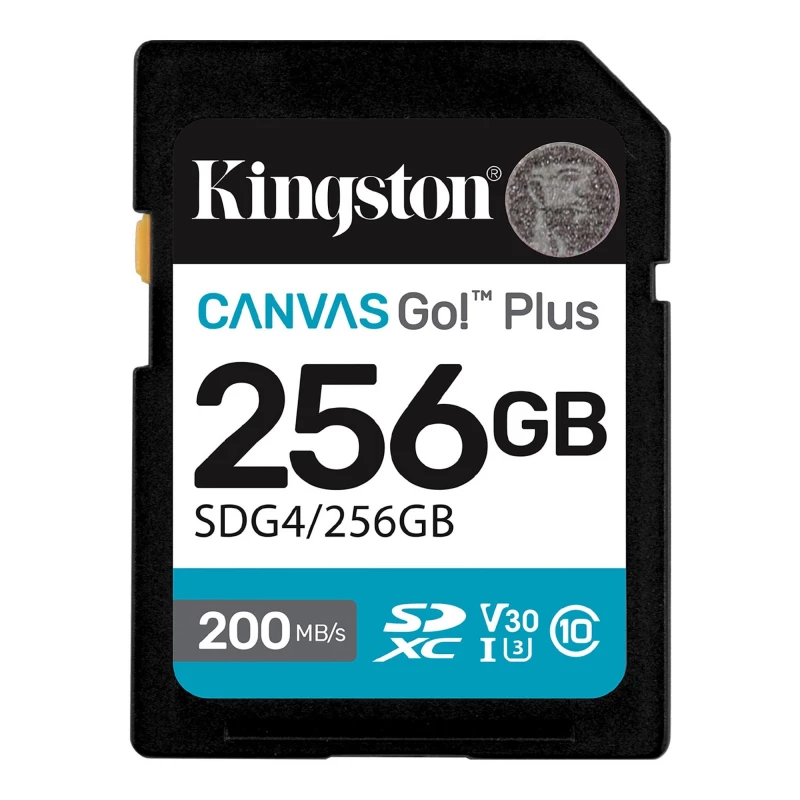 Card de memorie KINGSTON 256GB SD Class10 UHS-I U3 (V30)  Kingston Canvas Go! Plus G4, Read: up to 200MB/s, Write: up to 160MB/s, Ideal for DSLRs/Drones/Action cameras