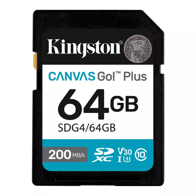 Card de memorie KINGSTON 64GB SD Class10 UHS-I U3 (V30)  Kingston Canvas Go! Plus G4, Read: up to 200MB/s, Write: up to 160MB/s, Ideal for DSLRs/Drones/Action cameras