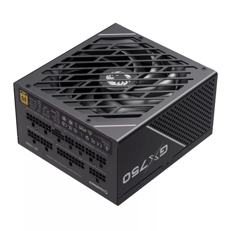 Блок питания ПК GAMEMAX Power Supply ATX 750W GAMEMAX GX-750 PRO, 80+ Gold, 135mm, Active PFC, SR+LLC+DC/DC, ATX 3.1, PCIe5.1, Full Modular, Black