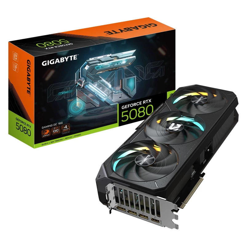 Видеокарта GIGABYTE GeForce RTX 5080 GAMING OC, (16 ГБ/256 бит)