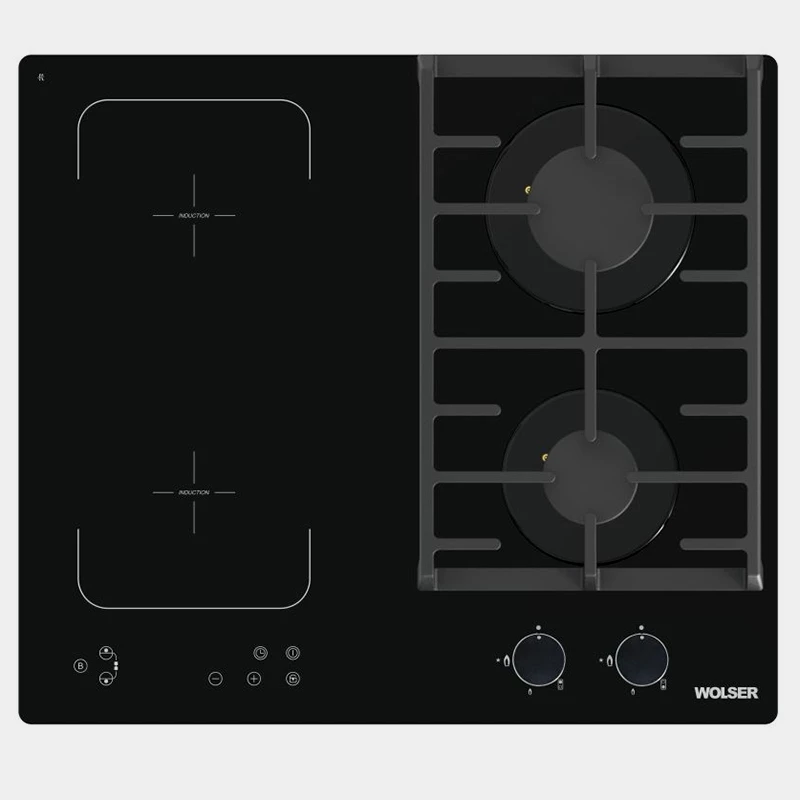 Комбинированная варочная поверхность WOLSER WL-QX602G2IND, Black