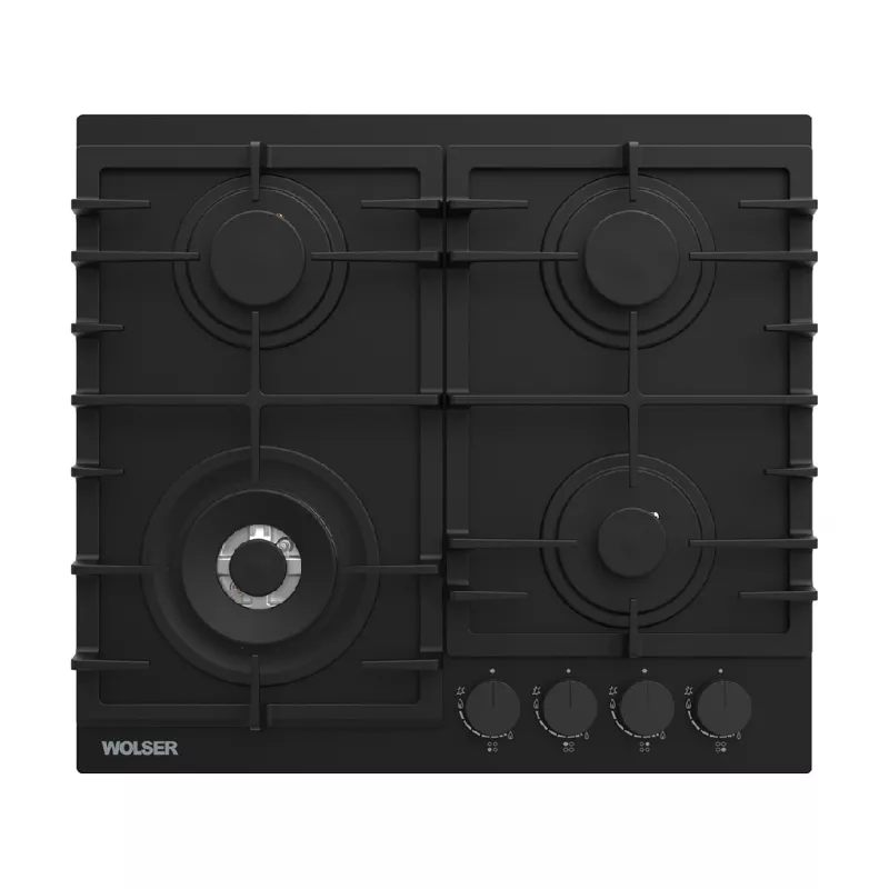 Plita incorporabila cu gaz WOLSER WL-BRD 6406, Black Matt Glass