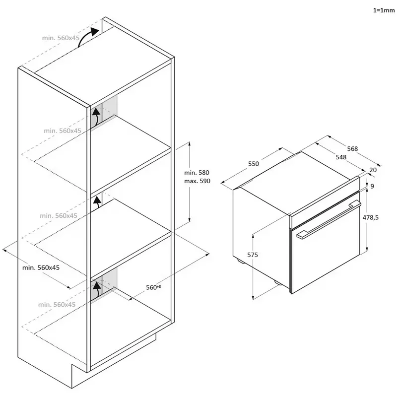 Cuptor electric incorporabil Candy CA6 N3T1HTB, Black