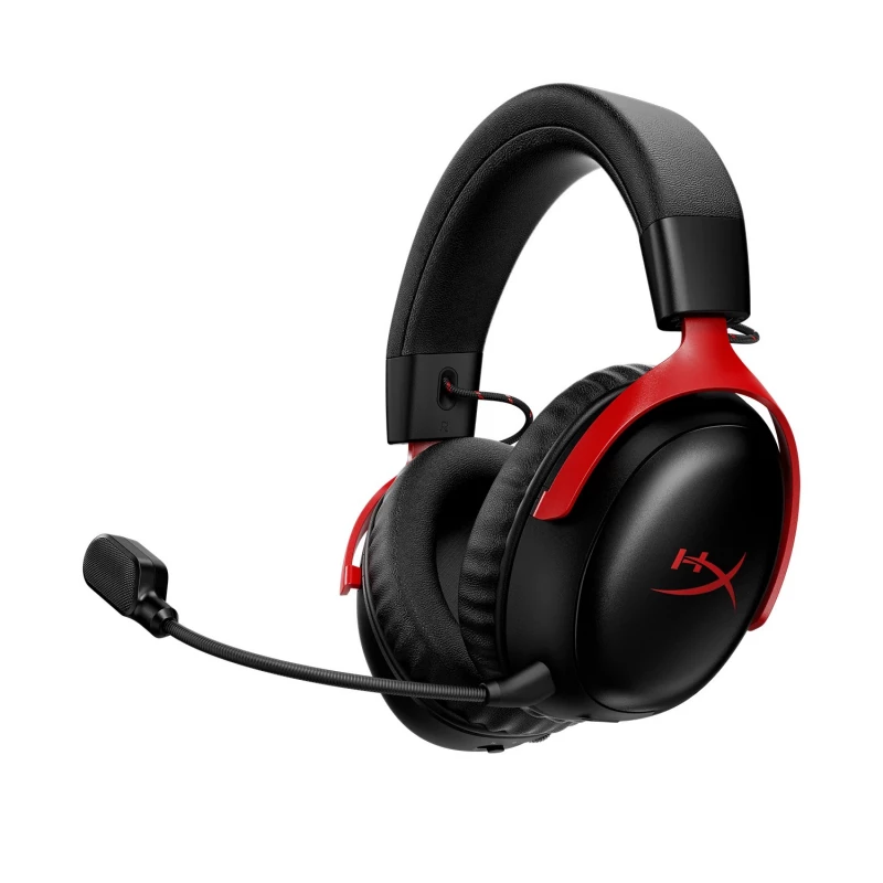 Casti fara fir HyperX Wireless headset  HyperX Cloud III S Wireless, Black/Red, Frequency response: 10Hz–21kHz, Battery life up to 120h, Driver: Dynamic, 53mm with Neodymium magnets, Ultra-Clear Microphone with LED Mute Indicator, 2.4GHz Wireless, Bluetooth, Onboard audio